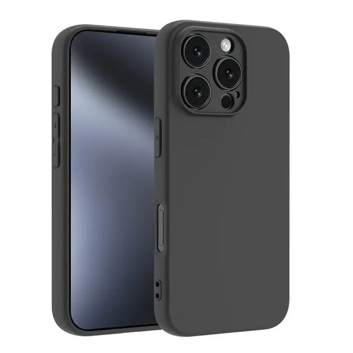 Funda de teléfono de silicona mate negra de lujo para iPhone 11 12 13 14 15 16 Pro Max 15 Plus 12 Mini 16E Xr X Xs Max cubierta trasera funda suave