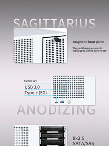 Sagittarius 8-bay NAS Chassis Case, Supports MATX Motherboards | ATX Power Supply | Four Full-height PCIE Slots | Volume 21.8L