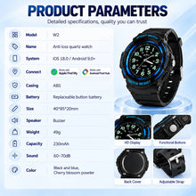 Kids Anti-Lost Watch with Apple Find My Android Find Hub Bluetooth Tracker Quartz Watch IP68 Waterproof No Subscription
