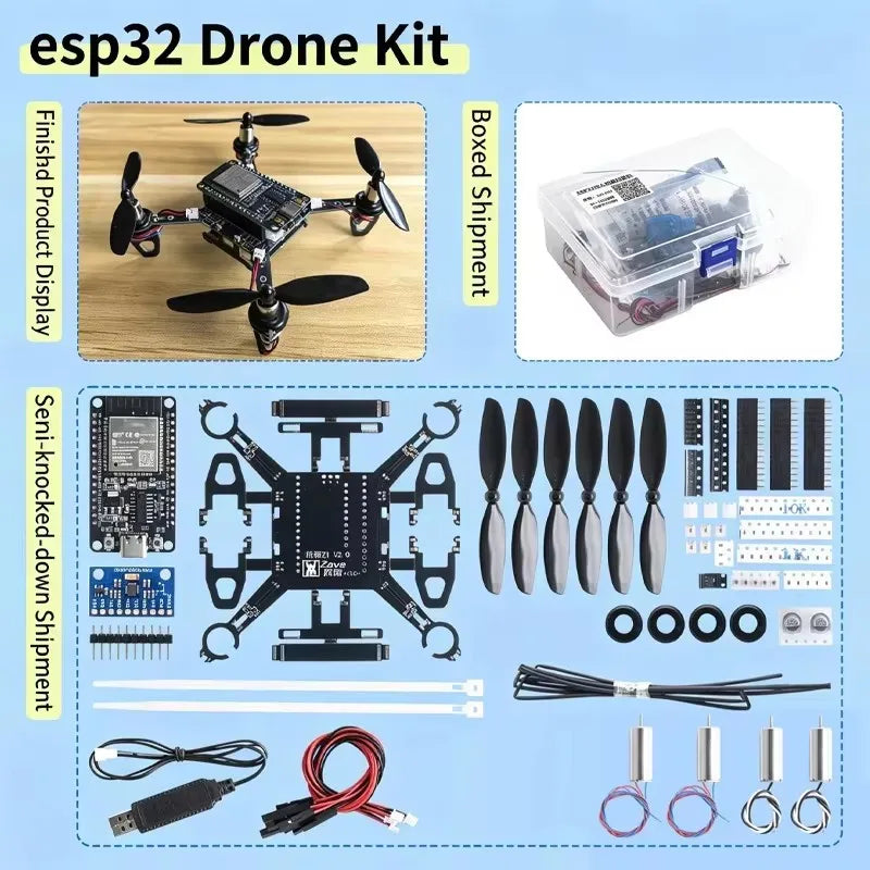 Ze Jie Complete ZAVE E1 Open Source Mini Drone Parts Pack ESP32 DIY Self Build Multirotor Quadcopter Assembly Kit