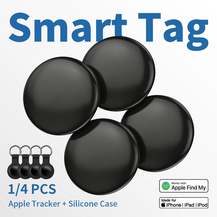 1/4er-Pack iOS Smart Tag, kompatibel mit Apple „Wo ist?“, Bluetooth-Schlüsselfinder, wasserdichter Tracker mit lautem Signalton für Schlüssel, Geldbörse, Auto und Haustiere