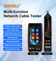 Probador de cables UTP de pantalla táctil WANGLU de 4", PoE, VFL, OPM, TDR, medidor de nivel, búsqueda de IP, escaneo y trazador en una sola herramienta de red