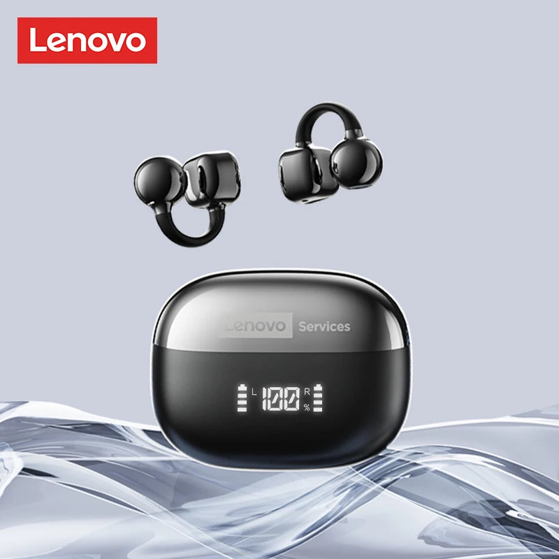 Lenovo RS119 Pro Ear Clip Earbuds Stable Open Ear Wireless Earphones Bluetooth 6.0 Clip On Sports Headphones LED Power Display
