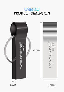 Metal USB Flash Drive Pendrive 16GB 32GB 64GB High Speed Memory Stick USB3.0 Disk 128GB Waterproof Key Ring