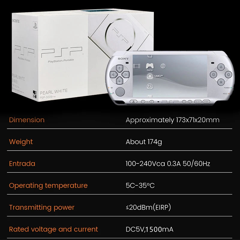 Sony PSP 3000 Original PlayStation Portable (PSP-3006) Handheld Arcade Game Console Holiday Christmas Gifts (+Free Games)