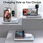 Soporte de carga inalámbrica rápida 3 en 1 de 15 W, estación de carga plegable para iPhone 17-11, Apple Watch 9 8 7 6 5 y AirPods Pro