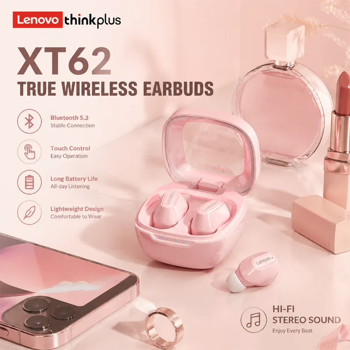 Auriculares inalámbricos Lenovo XT62 Bluetooth 5.3, deportivos HiFi con reducción de ruido, micrófono, control táctil, TWS, originales y nuevos