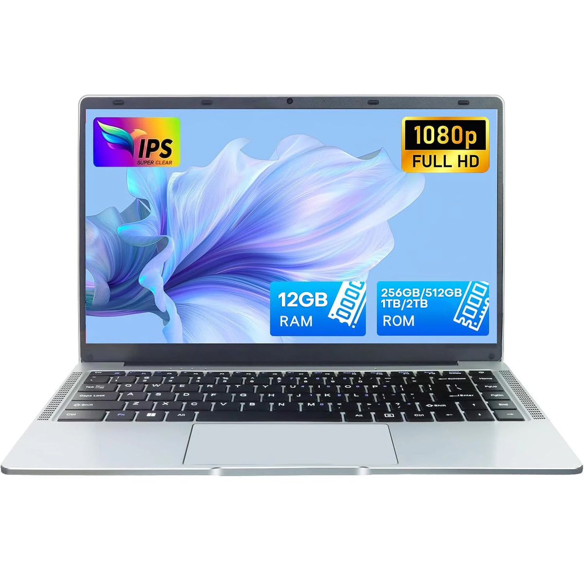 Computadora portátil ultradelgada de 14.1" con Windows 11 Pro, Intel Atom A3950, 12 GB de RAM, SSD de 1 TB/2 TB, notebook Full HD 1080p para oficina y estudio