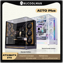 WJCOOLMAN AITO Plus ATX PC Case 9.16-inch Screen RGB Light Strip 360 Water Cooler Integrated Curved Glass Computer Case