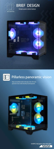 MANMU Micro-ATX Mini-ITX Pc Case Cpu Case Gaming Case Pc Gaming Computer Tempered Glass For Pc With 7 Fan