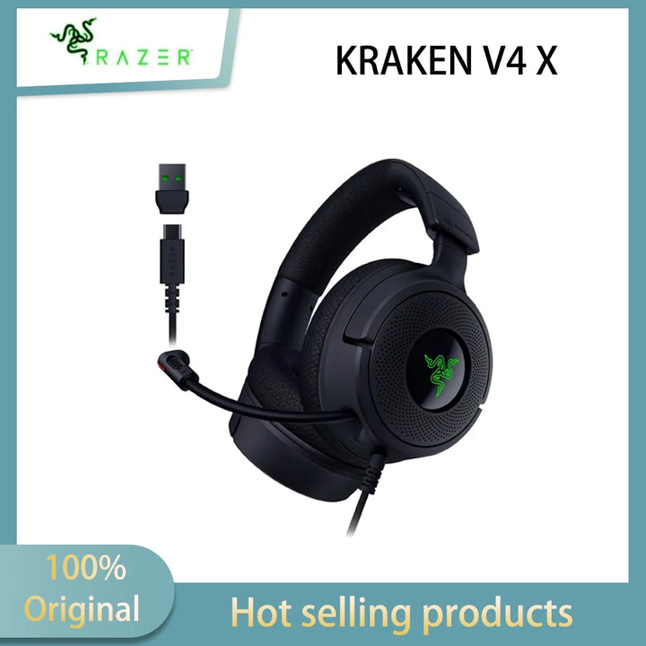 Razer KRAKEN V4X wired gaming headphones with earphones 7.1 surround sound RGB lighting effects Type C and Type A Razer ™  Hyper