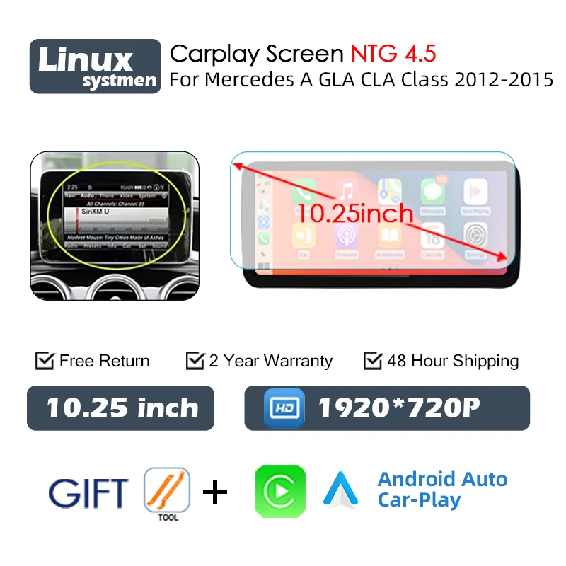 Linux System Wireless Carplay Android Auto Radio For Mercedes Benz A CLA GLA W176 C117 X156 2012-2018 Car Multimedia Player BT