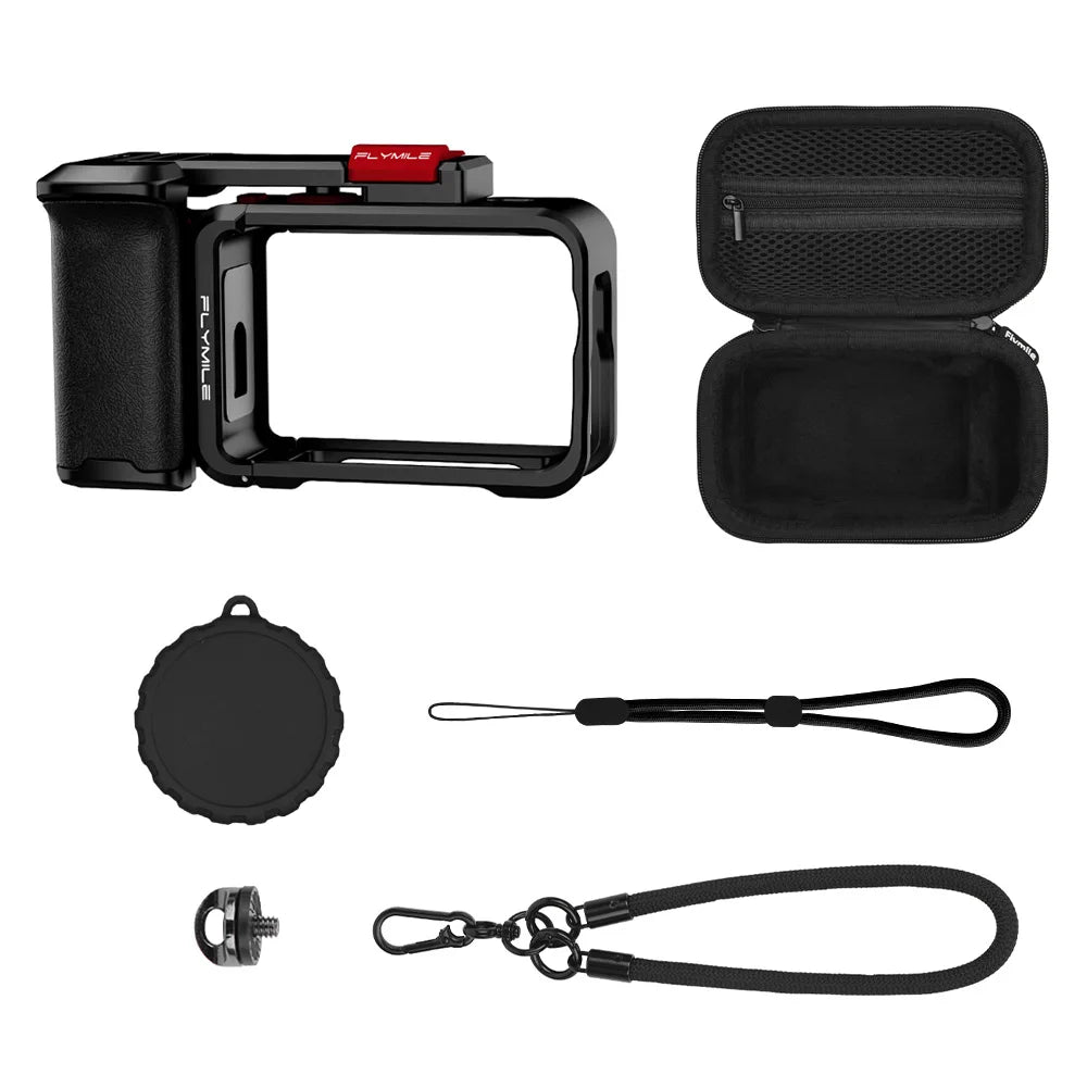 Flymile Action 6 Grip Metal Cage Photography Handle for DJI Osmo Action 6 Accessory Xplorer Grip Aluminum Alloy Protective Case