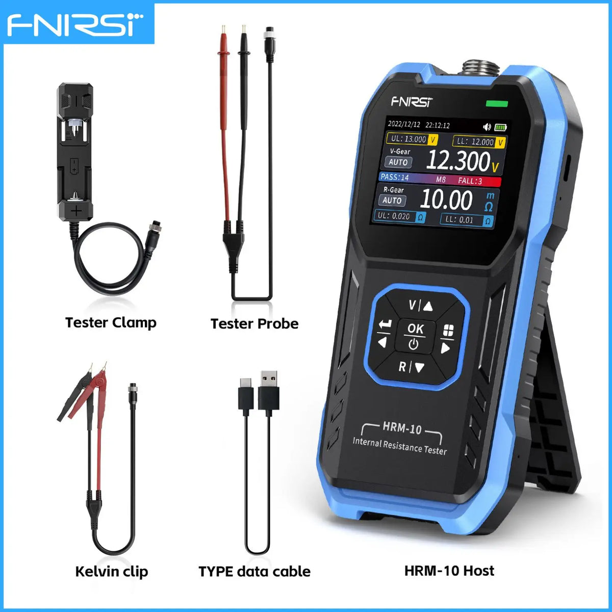 FNIRSI HRM-10 Battery Voltage Internal Resistance Tester 18650 High-precision AC Acid Lithium Lead Car Battery Capacitor Tester
