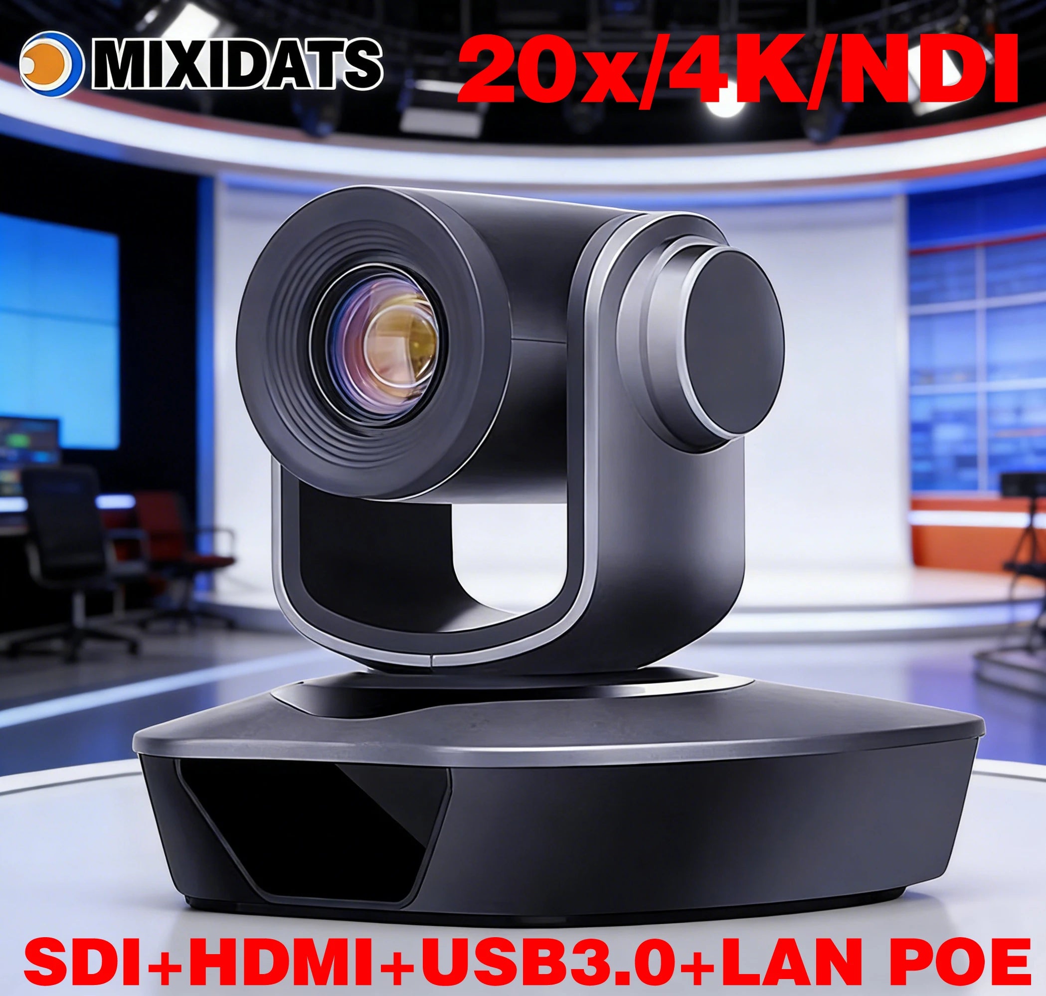 4K Ultra HD PTZ Camera, 20x Zoom, Supports NDI, POE, Ideal for Video Conferencing, Churches, Events, and Live Streaming