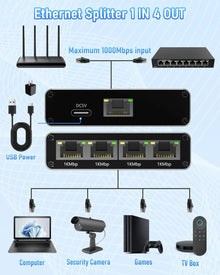 Gigabit Ethernet Switch Ethernet Splitter 1 To 2/3/4 1000Mbps Rj45 Splitter LAN Gigabit Extension Adapter for Router PC Laptop