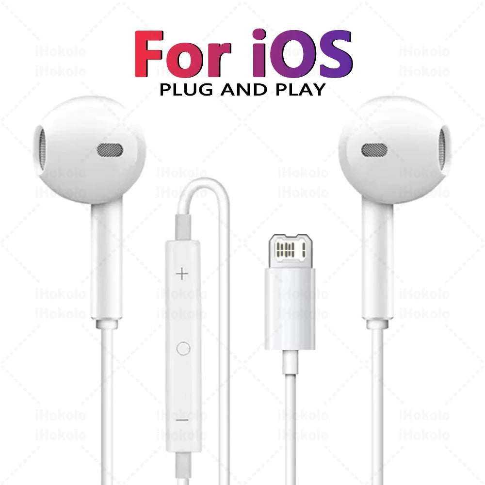 Original Headphones For Apple iPhone 17 16 15 Pro Max 14 13 12 11 USB-C Lightning 3.5mm Wired Earphone X 6 7 8 Phone Accessories