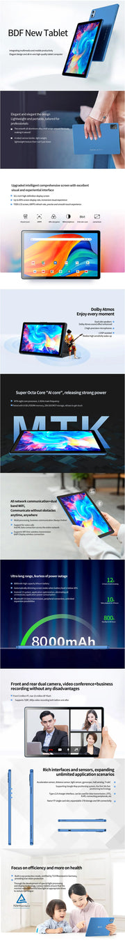 Nuevas tabletas Android Google Pad 10.1" Octa Core, 8GB RAM, 256GB ROM, red Dual SIM 4G LTE 5G, Tablet PC 8000mAh con funda con teclado