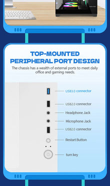 Power Train Coloured Glaze PC Case Sea View Room 270° Full View Without Column Desktop Chassis Support 240 Water Cooler