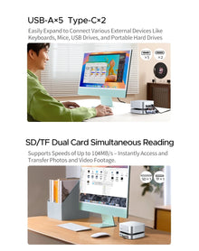 UGREEN USB HUB Docking Station for Mac Mini M4/M4 Pro M.2 NVMe SSD 8TB Max 10Gbps USB-A&C Ports SD&TF 170MB/s USB Splitter Dock