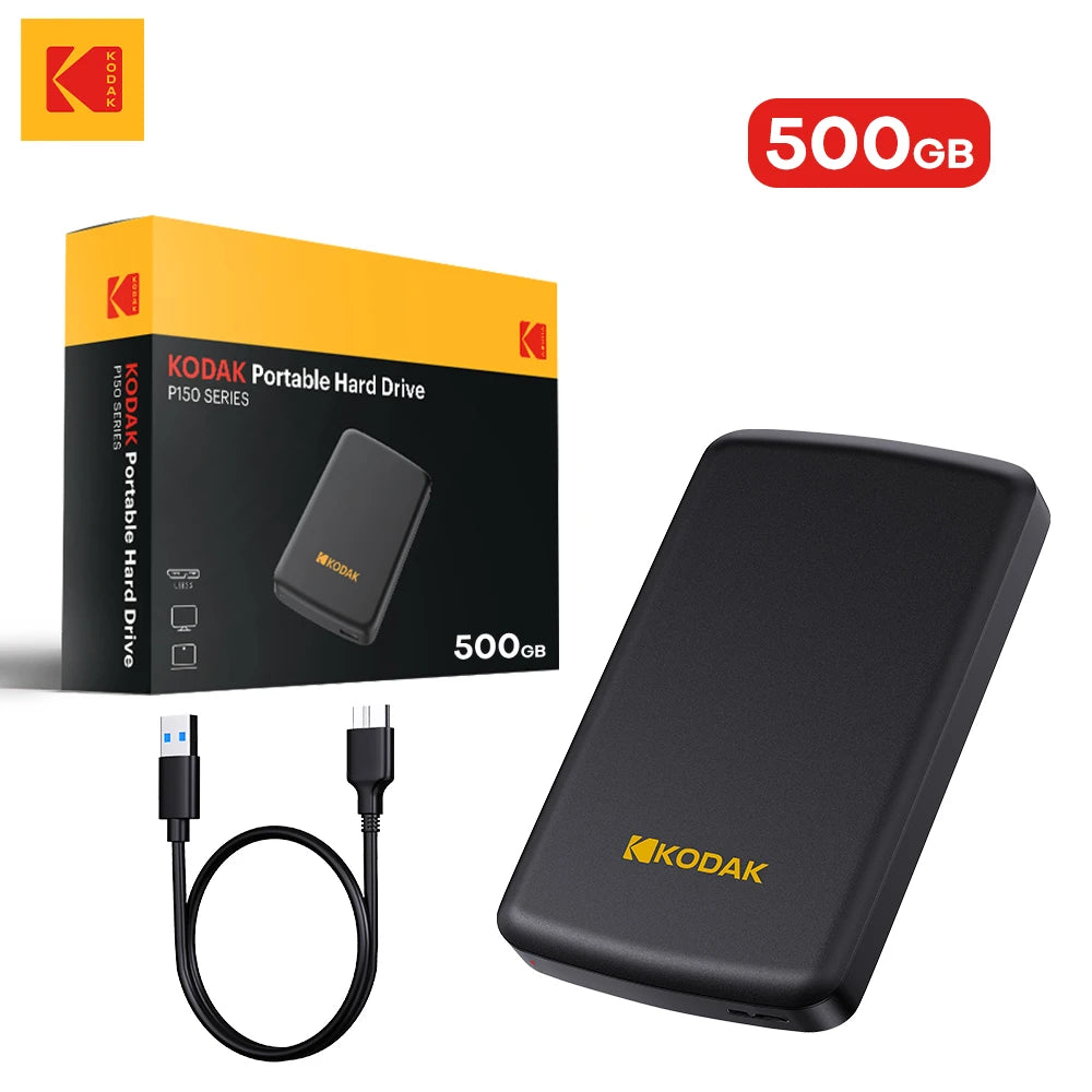 KODAK P150 Portable External Hard Drive 500GB 1TB USB3.0 HDD Storage Drive 2.5 Inch High Speed Disk for Laptop PC PS4 TV