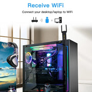 Adaptador WiFi 6 USB FENVI 1800Mbps de doble banda 2.4G/5GHz, receptor WiFi inalámbrico, tarjeta de red tipo Dongle USB 3.0 para portátil y PC con Win 10/11