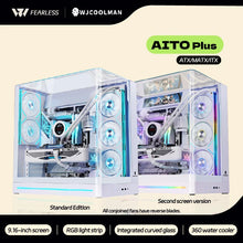 WJCOOLMAN AITO Plus ATX PC Case 9.16-Inch Software Screen RGB Light Strip 360 Water Cooler Curved Glass Computer Case