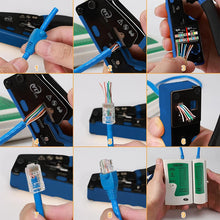 RJ45 Crimp Tool Kit Pass Through Cat6 Crimping Tool For Cat5 Cat5e Cat6 8P8C Connector, All-in-one Ethernet Crimper