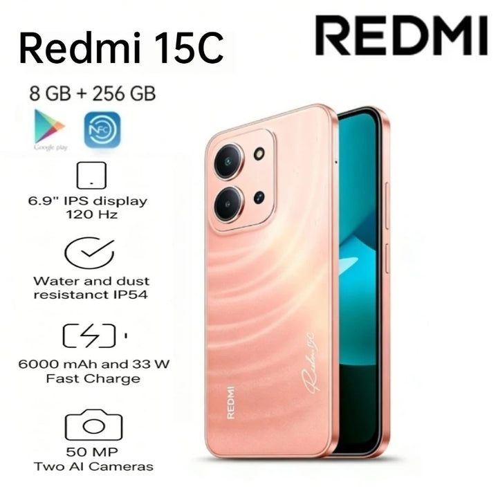 2026 Latest Global Redmi 15C Smartphone Octa Core Processor 6.88" HD Display HD Camera with Long Lasting Endurance Battery