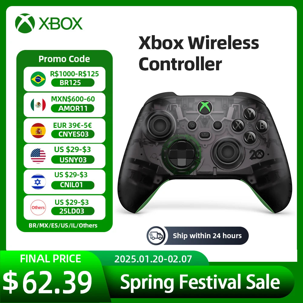 Microsoft Xbox Core Wireless Controller Carbon Electric Volt White Black for Xbox Series X Xbox Series S Xbox One Controller