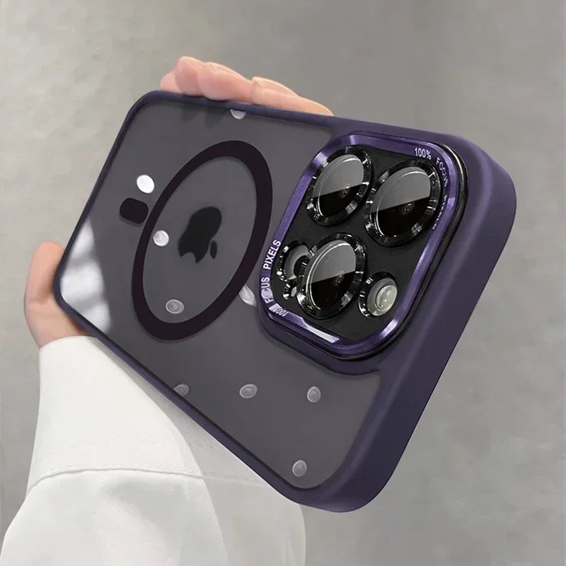 Luxury Matte Transparent Magsafe Stand for iPhone 17/16/15/14/13/12 Pro Max Plus/11 Phone Case with Magnetic Case