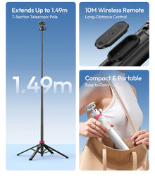 Ulanzi MT-44M 1.49M Magsafe Tripod Stand for Iphone Android Smartphone Camera DSLR Selfie Stick with 360° Ballhead for Vlog Live