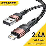 Cable USB Essager para iPhone 14 13 12 11 Pro Max Xs Xr X SE 8 7 6 Plus, cable de datos y carga rápida para teléfono móvil, cargador para iPad