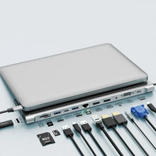 12 in 1 USB-C Docking Station Triple Monitor with HD1.4*2+VGA+USB3.0/2.0+RJ45 100M+SD/TF+PD+TYPE C for Mac Pro/Air DELL ASUS