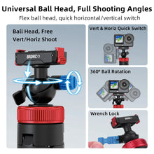 BRDRC Tripod for DJI Action 6 5Pro 4 OSMO 360 Camera Stand Selfie Stick Quick-release Adapter Tripod Adjustable Ball Head Base