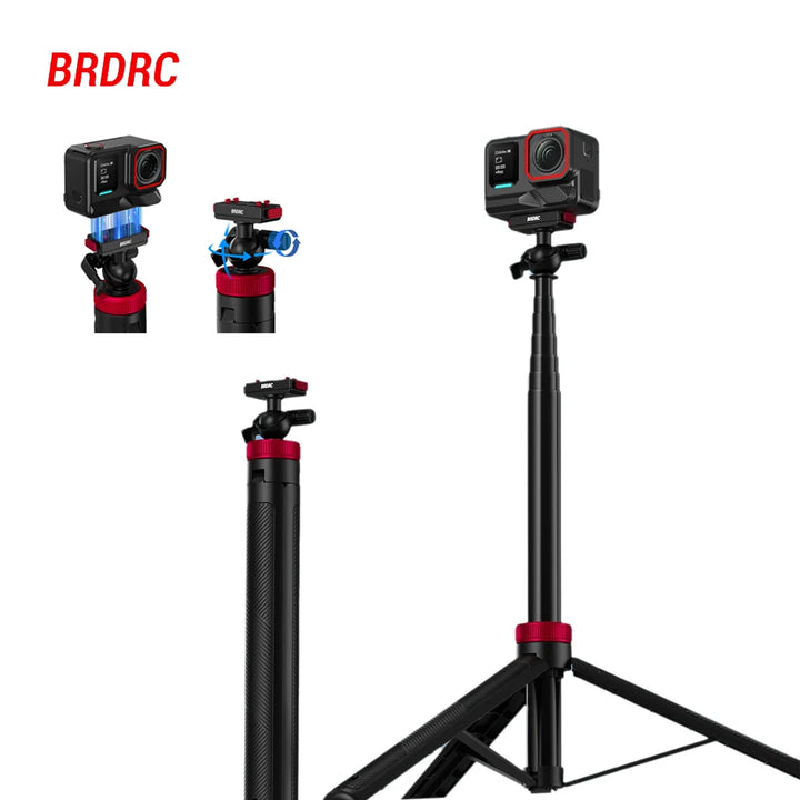 BRDRC Tripod for Insta360 Ace Pro 2 X6 X5 Camera Stand Selfie Stick Quick-release Adapter Tripod Adjustable Ball Head Base