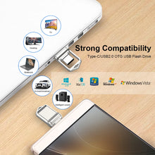 OTG USB + Type-C Dual-Interface USB Flash Drive - Rotating Waterproof Pen Drive 64GB -4GB Micro USB Stick External Storage