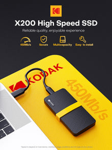KODAK Original X200 External SSD Hard Drive HD Externo USB3.1 Portable SSD 256GB 512GB 1TB 2TB For Laptops Smartphone PC TV