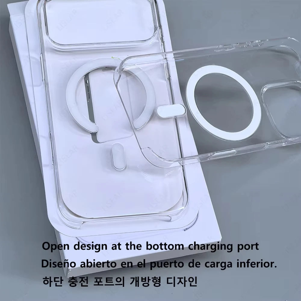 Original For Magsafe Magnetic Wireless Charging Case For iPhone 17 Air 16 15 14 13 12 11 Pro Max 17 Plus X XS Clear Back Cover
