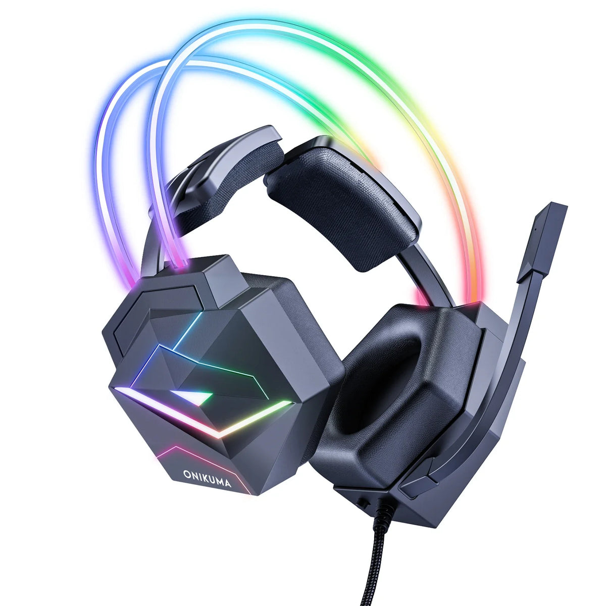 ONIKUMA Gaming Headset Wired Headset Player PC PS4 with RGB Lighting HD Flexible Microphone Headset for Xbox PS5 PC Games