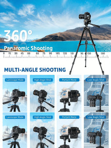 Professional 73 Inch Camera Tripod Heavy Duty Stand with Phone Holder Travel Bag for DSLR SLR DV Projector Photography