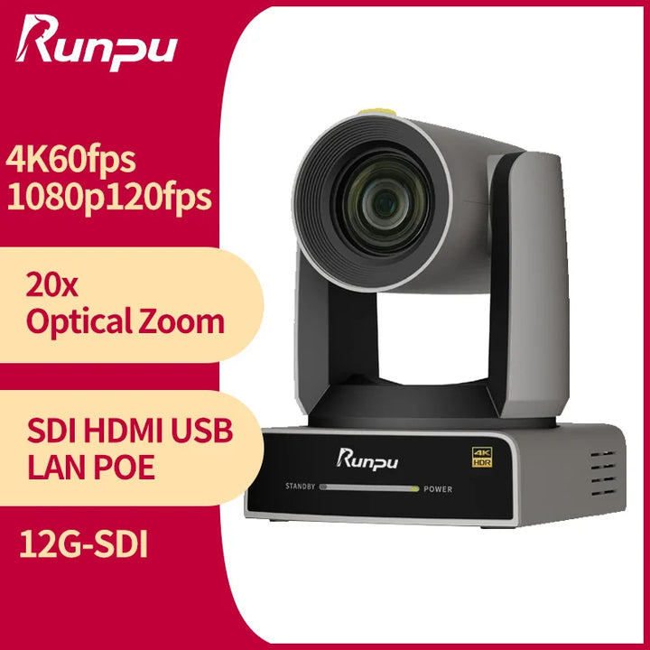 1080P120/4K60 20X Optical Zoom AI Auto Tracking NDI PTZ Camera SDI HDMI USB3.0 POE IP Live Streaming Camera For Church Events