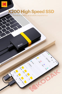 KODAK X200 Portable SSD 1T 512G 256G USB 3.1 Type-C External Hard Drive 450MB/s Mini Solid State Disk for Laptop MacBook PS4 PC
