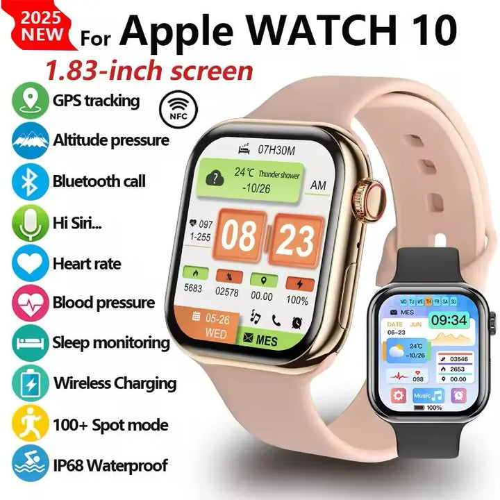 Reloj inteligente Serie 10 2026, GPS, 10, memoria, música, video, llamadas Bluetooth, frecuencia cardíaca, resistente al agua, NFC, para Apple y Android