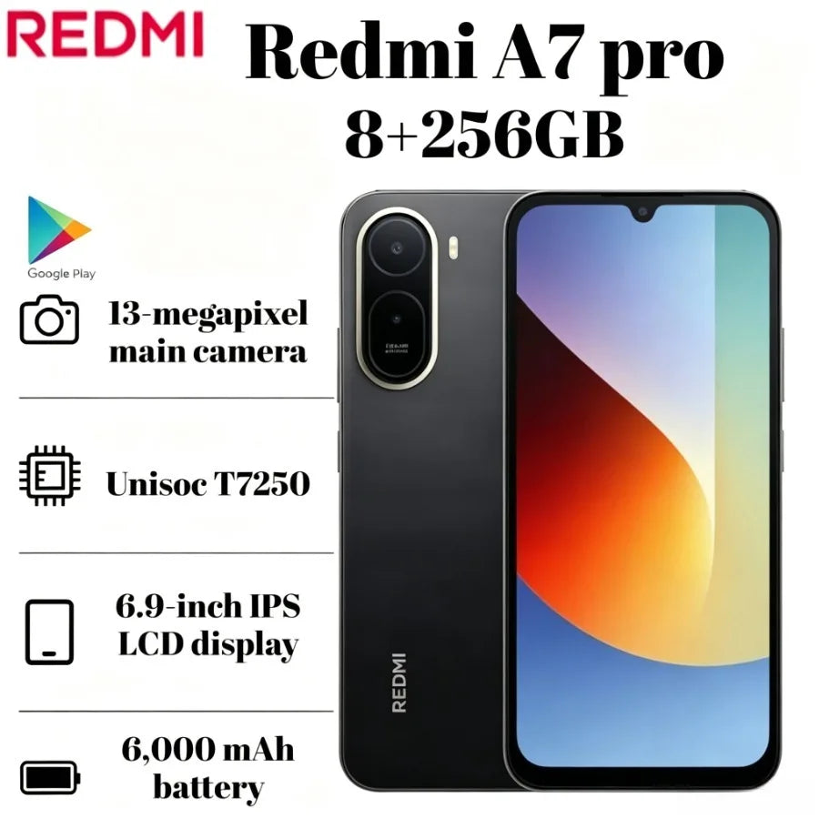 2026 New Stock Redmi A7 Pro Global 4G Unlocked Phone 6.71 Inch 90Hz HD Display Long Last Battery Dual SIM Mobile Phone