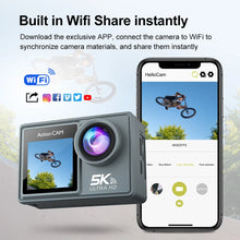5K 4K Ultra HD Action Camera Dual Screen EIS Anti‑Shake Sports Cam 170° Wide Angle WiFi Remote 50MP Photo Outdoor Diving Cycling