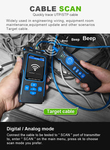 NOYAFA NF-8508 LCD Cable Tester Measure Length Wiremap PoE Testing VFL&OPM CAT5 CAT6 RJ45 Tester Cable Locator Inspection Tools