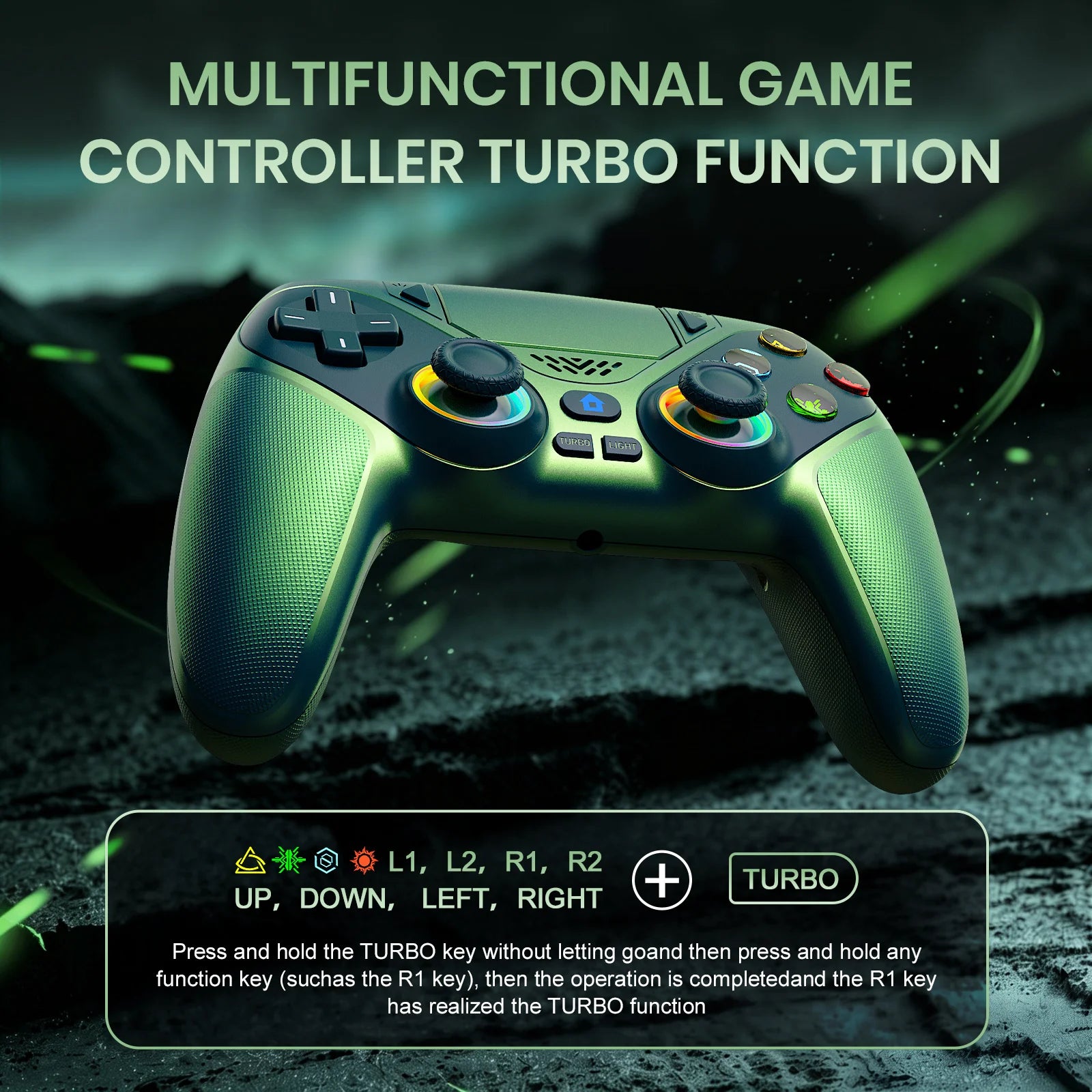 For Playstation 5/PS5 Pro/Slim/PC RGB Light Wireless Console Controller Gamepad Dual Vibration Marco/Turbo Function Programming