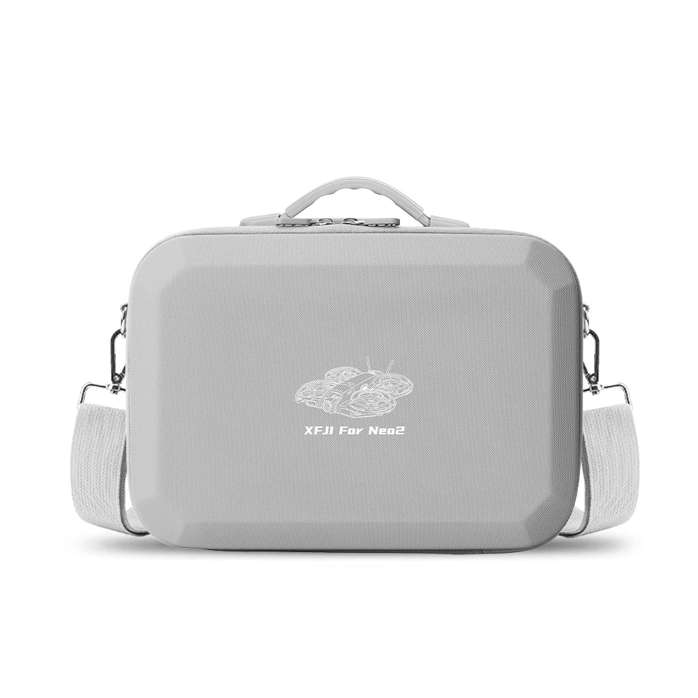 XFJI Travel Organizer Bag for DJI NEO 2 Drone Accessories Hard Shell PU Leather Case Fits RC-N3 Remote Protective Shoulder Pouch