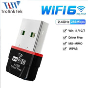 Adaptador Wi-Fi mini de red con señal Wi-Fi 6 para PC de escritorio, sin necesidad de controladores, tarjeta de red 2.4G, conexión USB plug and play